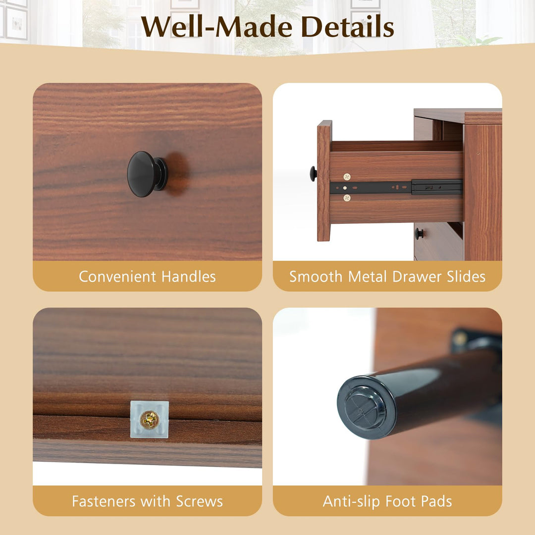 Giantex 4-Drawers Dresser for Bedroom | Wide Wooden Chest Drawers with Anti-Toppling Devices