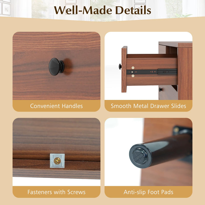 Giantex 4-Drawers Dresser for Bedroom | Wide Wooden Chest Drawers with Anti-Toppling Devices