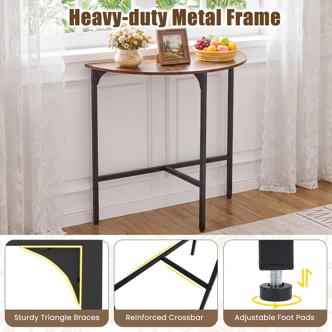 GIANTEX 32" Half Moon Industrial Narrow Console Table