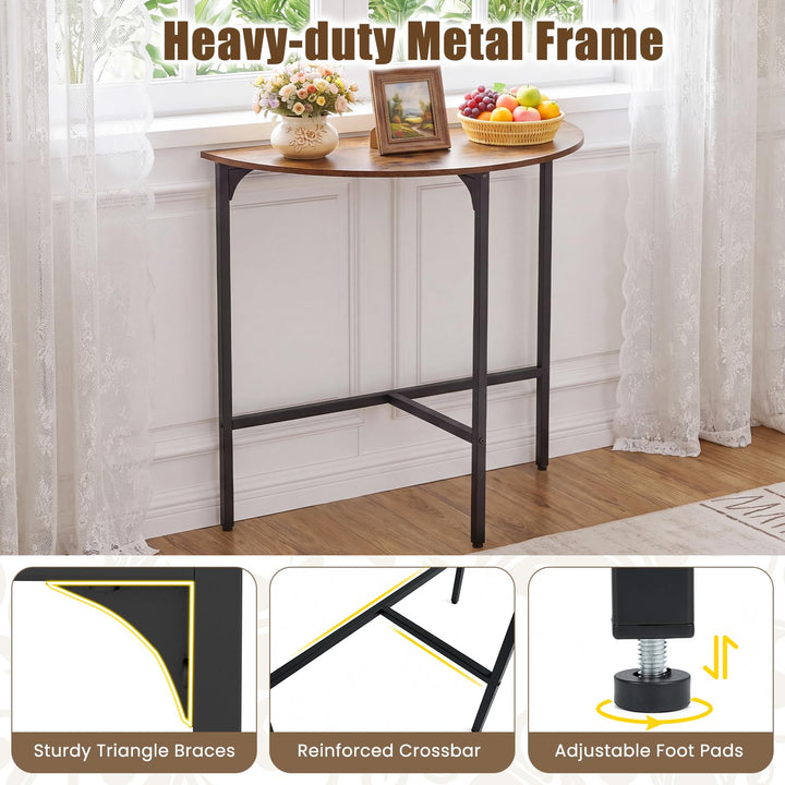 GIANTEX 32" Half Moon Industrial Narrow Console Table