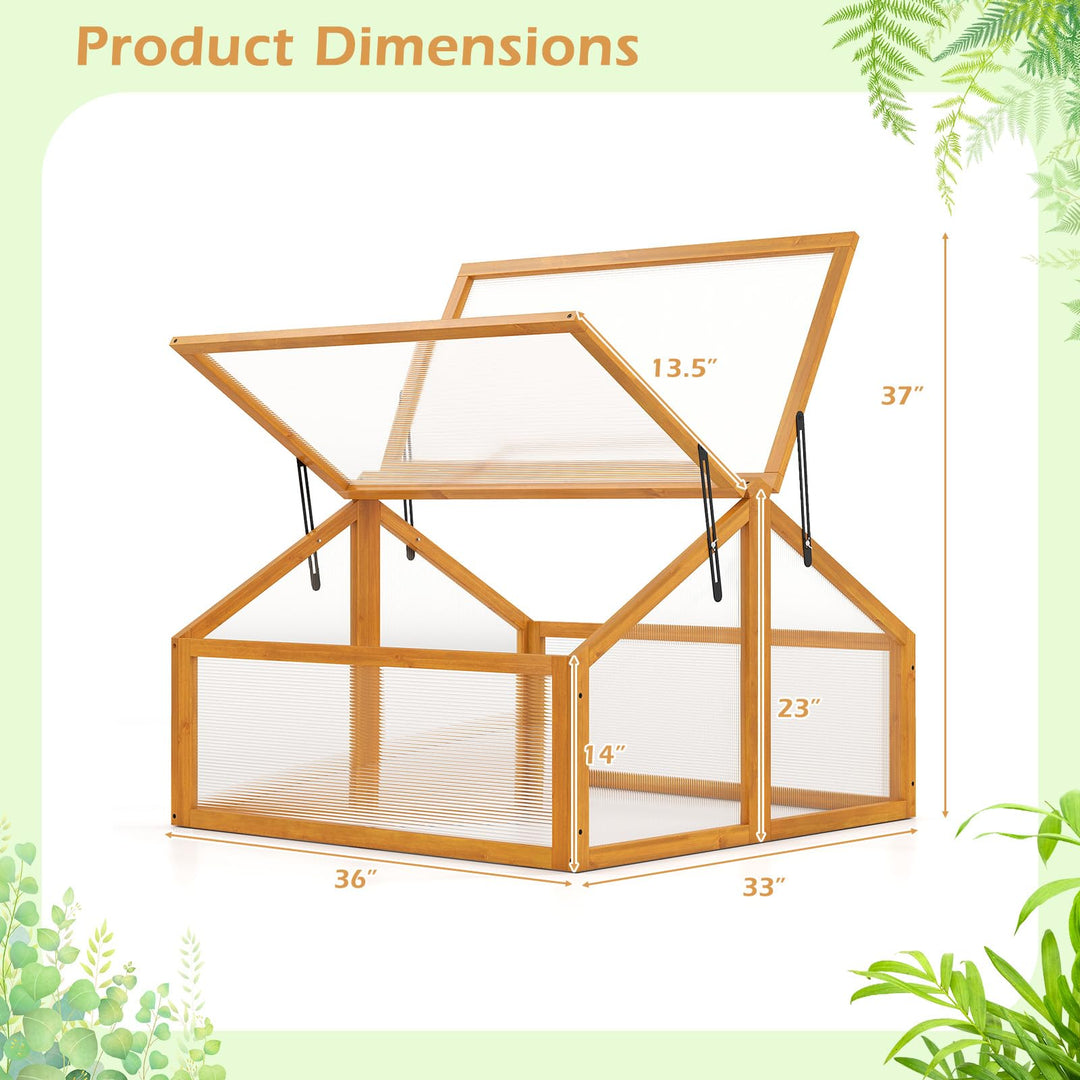 Ginatex Wood Cold Frame Greenhouse Portable Raised Flower Planter Protection with Transparent Openable Roof