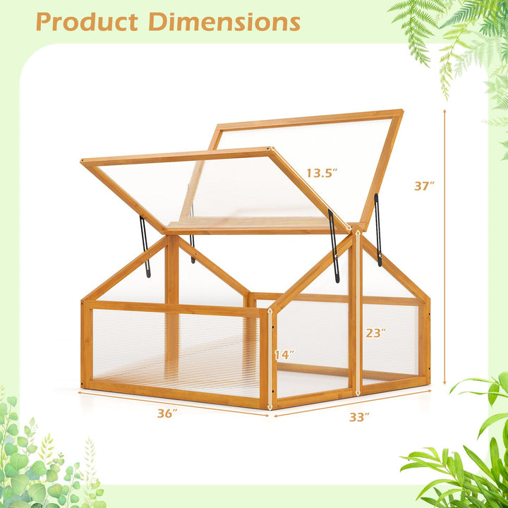 Ginatex Wood Cold Frame Greenhouse Portable Raised Flower Planter Protection with Transparent Openable Roof