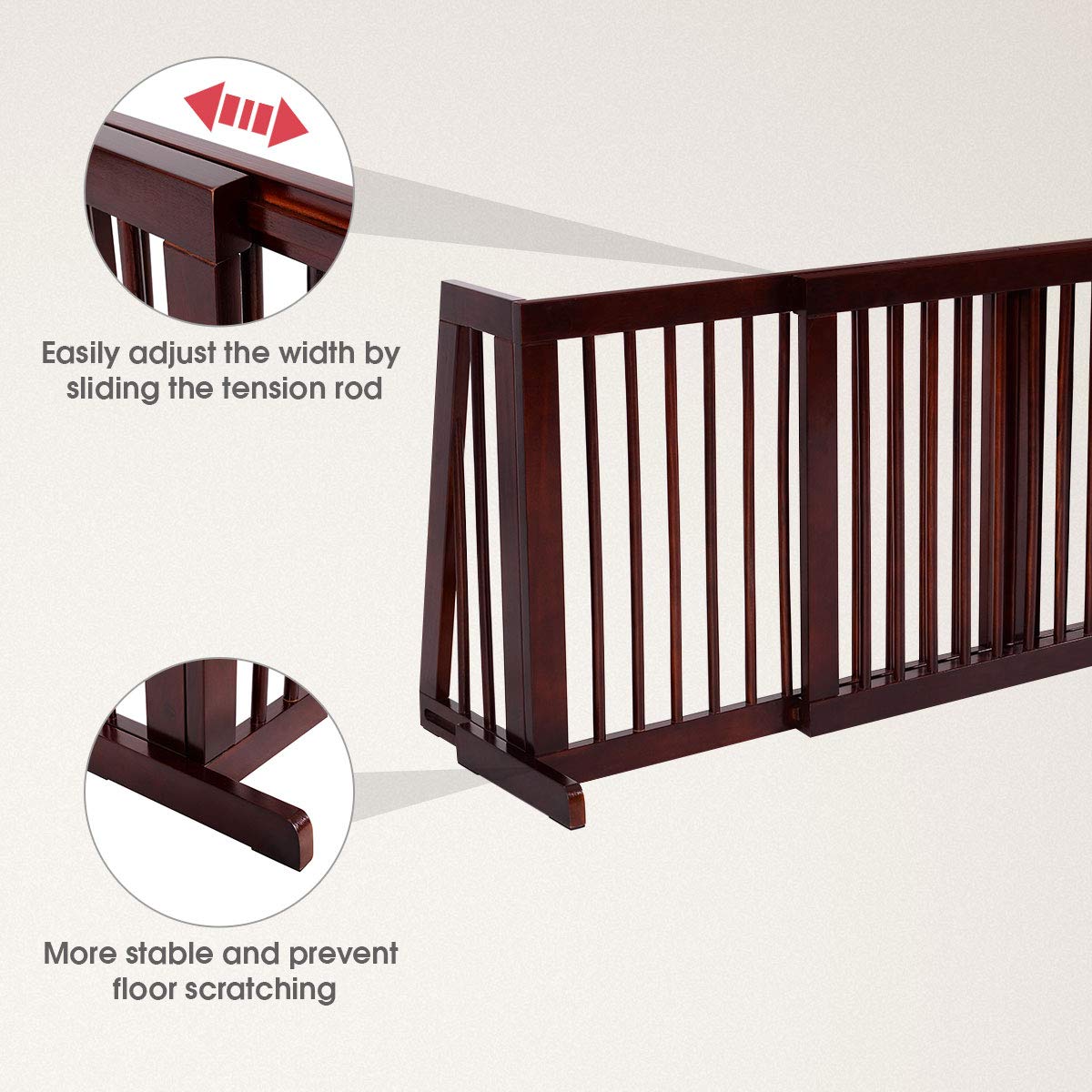 Adjustable Freestanding Pet Gate Step Over Fence - Giantex