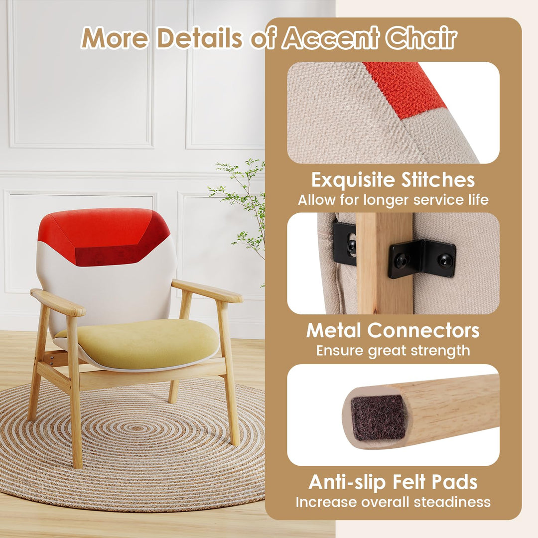 Giantex Upholstered Side Armchair with Spacious Backrest