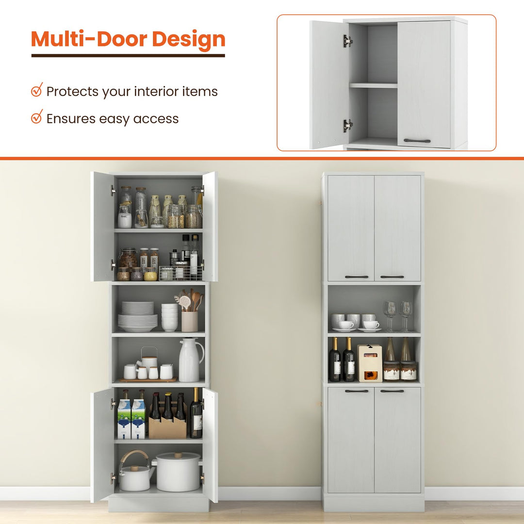 Giantex Kitchen Pantry Cabinet, 75” Tall Freestanding Cupboard with Doors & Shelves