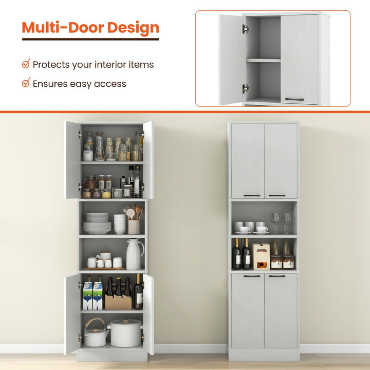 Giantex Kitchen Pantry Cabinet, 75” Tall Freestanding Cupboard with Doors & Shelves