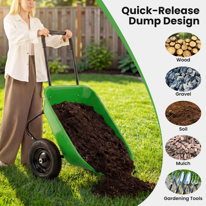 Giantex Dual-Wheel Garden Cart for Outdoor Yard Lawn Gardening Construction Use