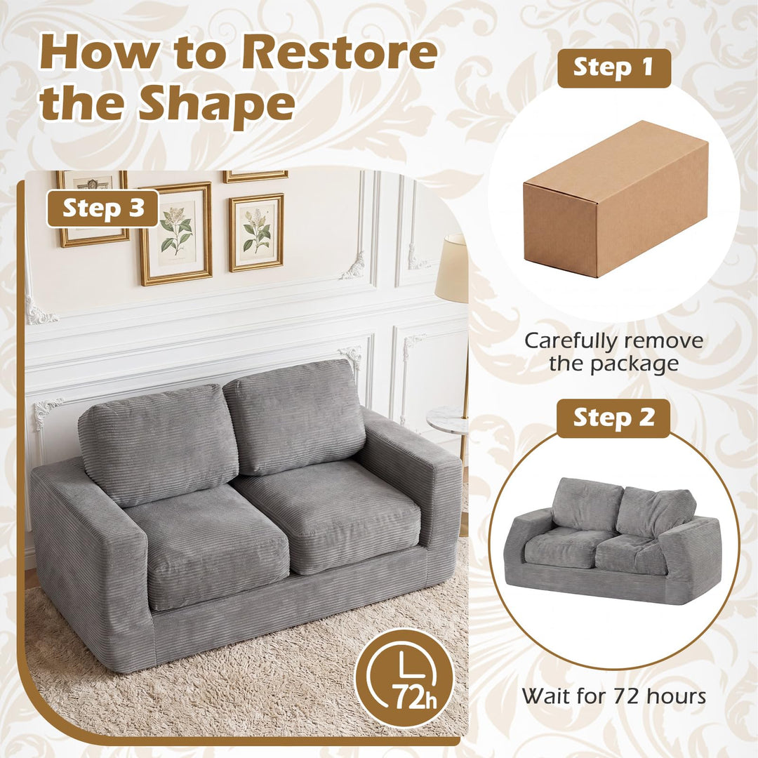Giantex 2-Seater Floor Couch with Removable Corduroy Cover