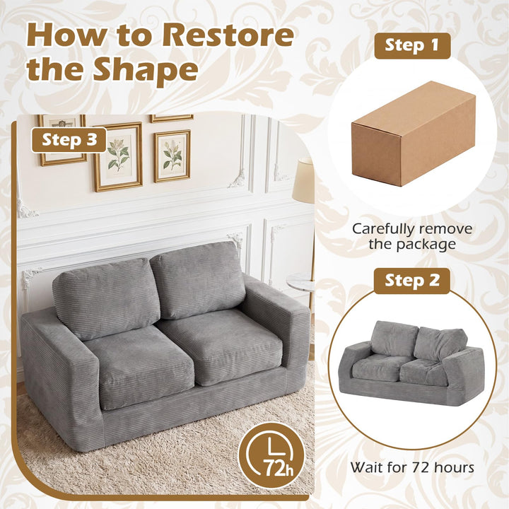 Giantex 2-Seater Floor Couch with Removable Corduroy Cover
