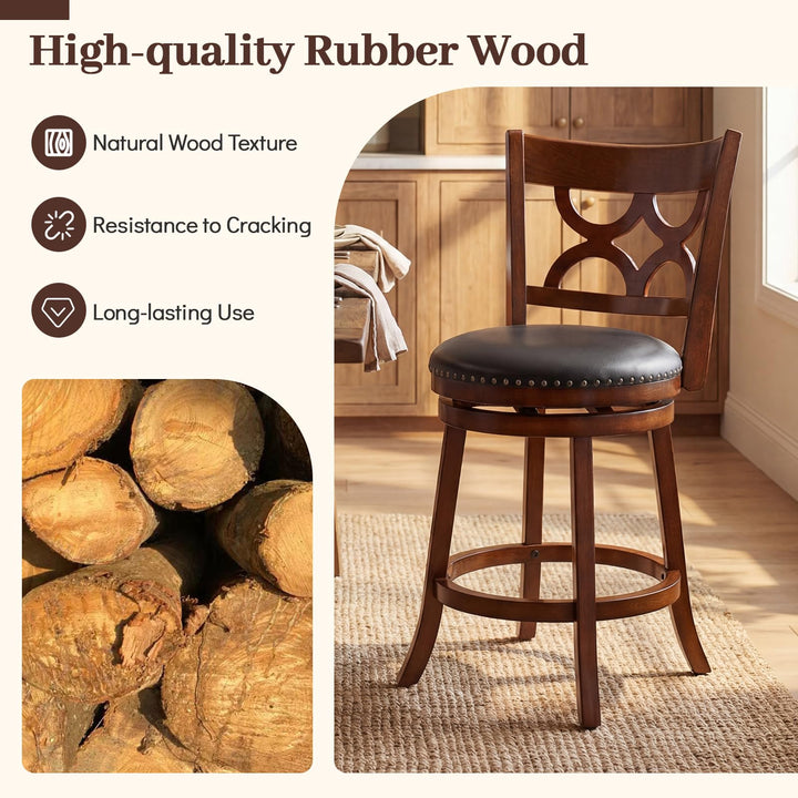 Giantex Swivel Bar Stools Set of 2/4 with Upholstered Seat