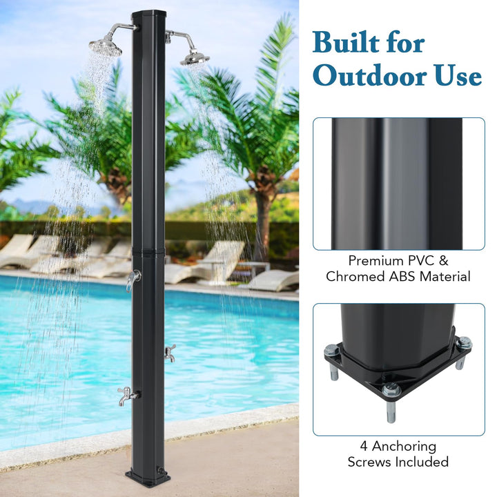 Giantex 9.3 Gallon Outdoor Shower, Solar Shower with Dual 360°Rotating Shower Heads, 2 Foot Showers