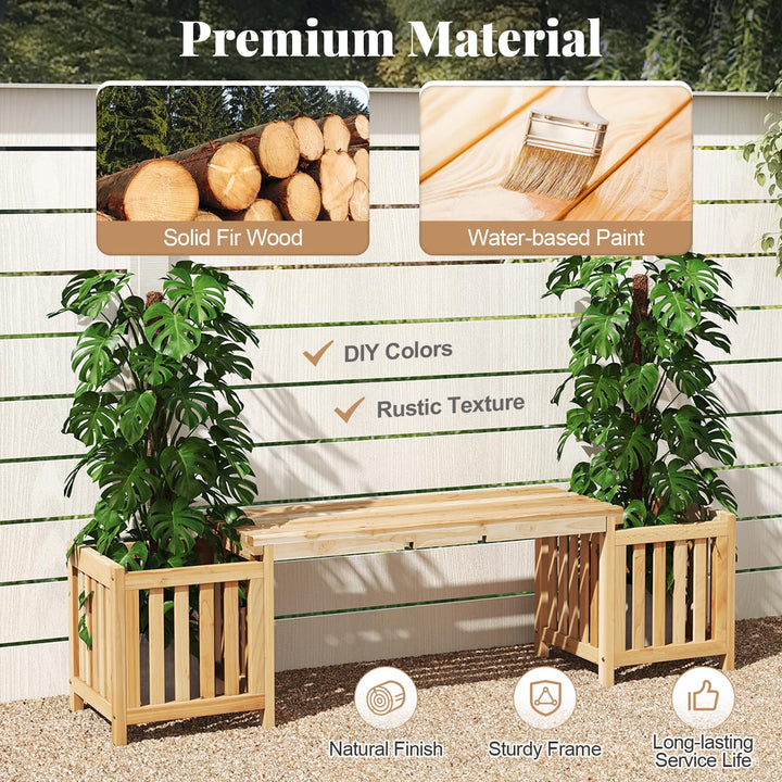 Giantex 2-in-1 Outdoor Bench with 2 Raised Garden Beds