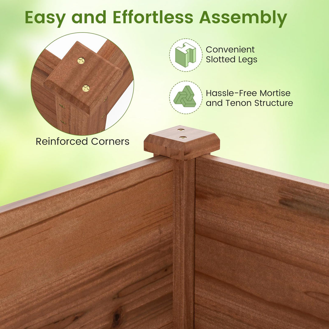 GIANTEX 95" Wooden Raised Garden Bed Rectangular Planter Box