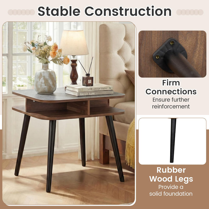 Giantex 2-Tier Faux Marble End Table Set of 1/2