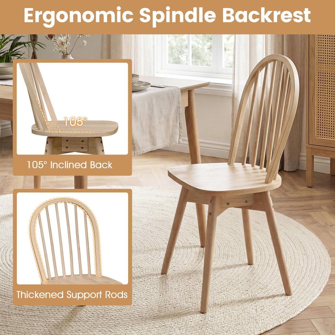 Giantex Windsor Dining Chairs Set of 2/4 Farmhouse Swivel Kitchen Chairs with Spindle Back