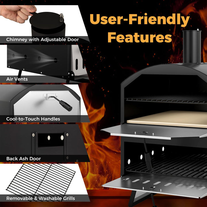 Giantex Wood Fired Outdoor Pizza Oven with 16-Inch Pizza Stone