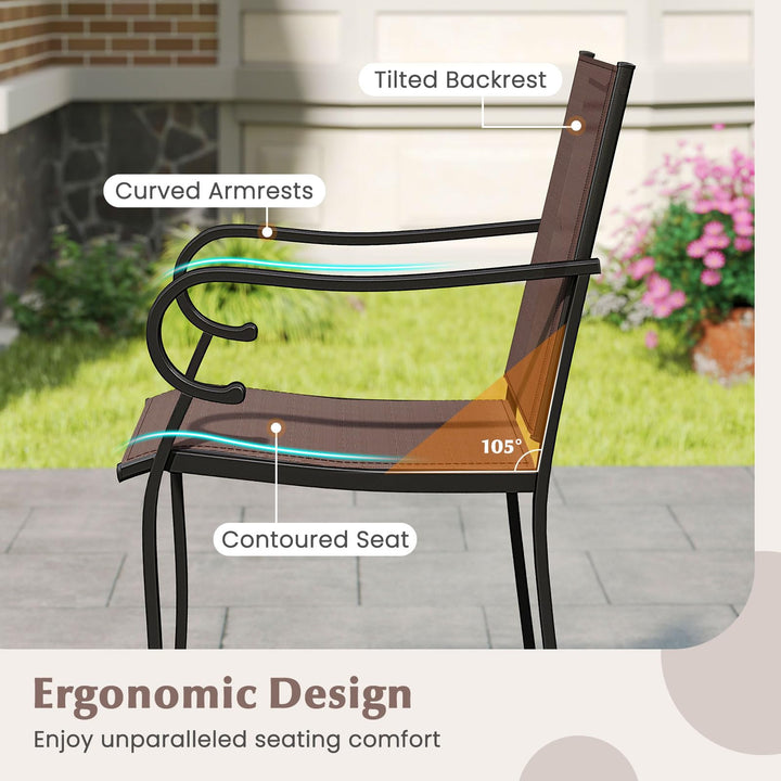 Giantex Counter Height Tall Patio Chairs with Breathable Mesh Fabric & Metal Frame