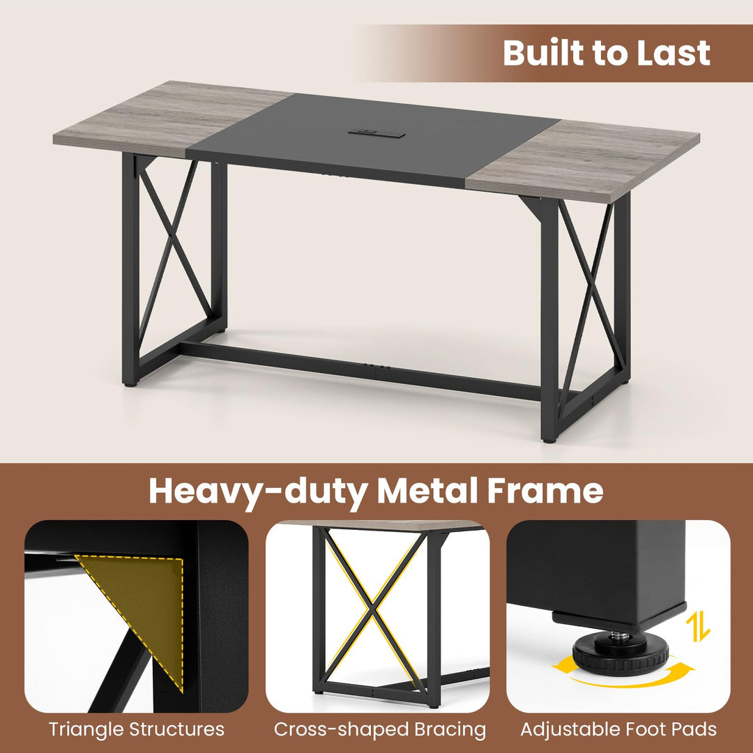 Giantex 6FT Large Rectangle Conference Table with Power Outlets (1/2)