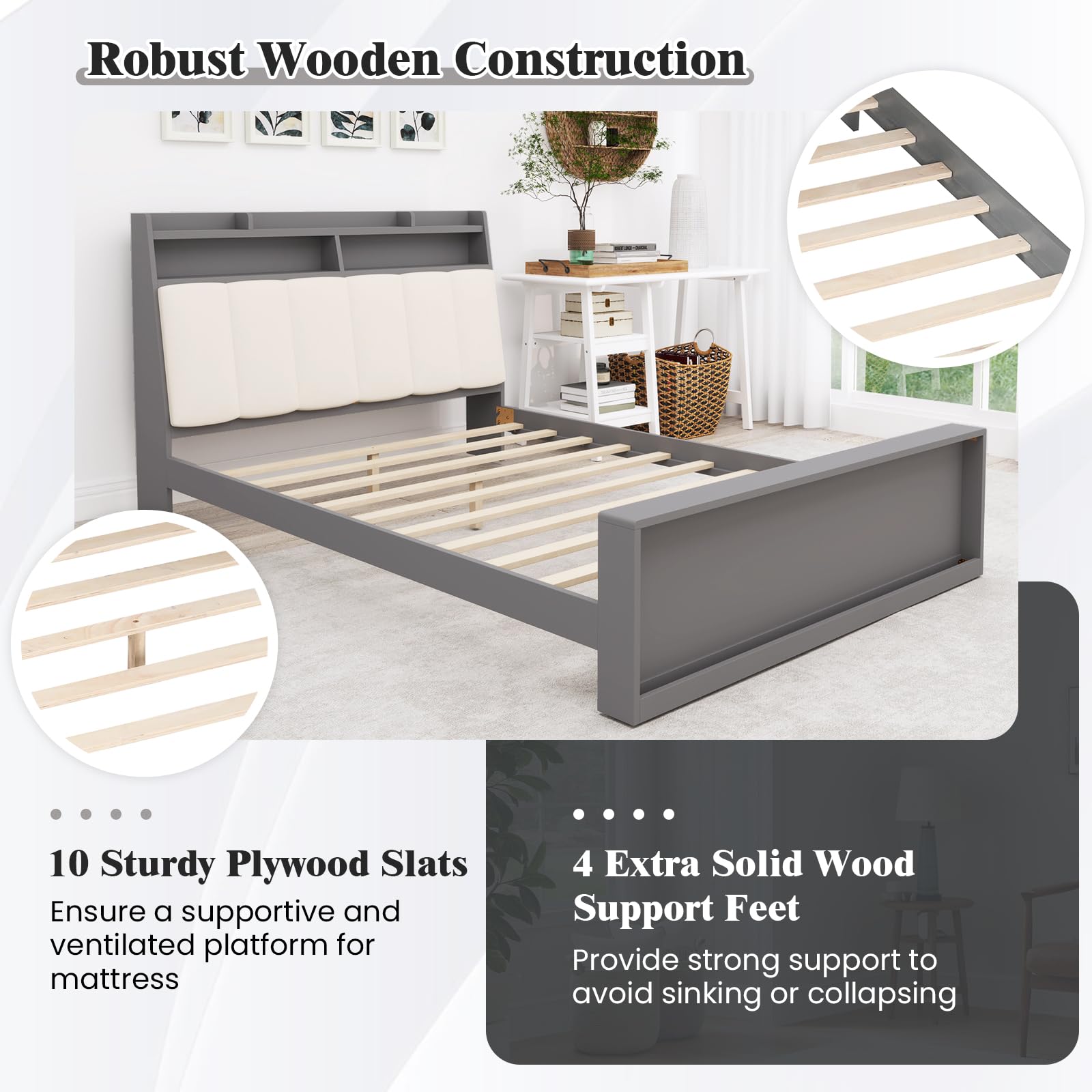 Giantex Full Size Bed Frame with Storage