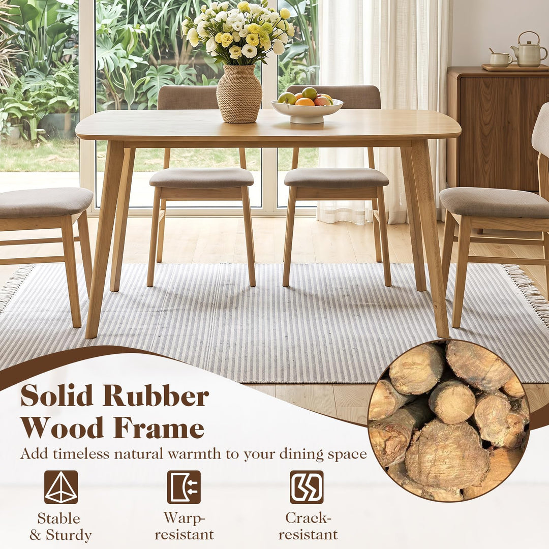 GIANTEX 55" Solid Wood Rectangular Dining Table w/Round Edges for 4-6