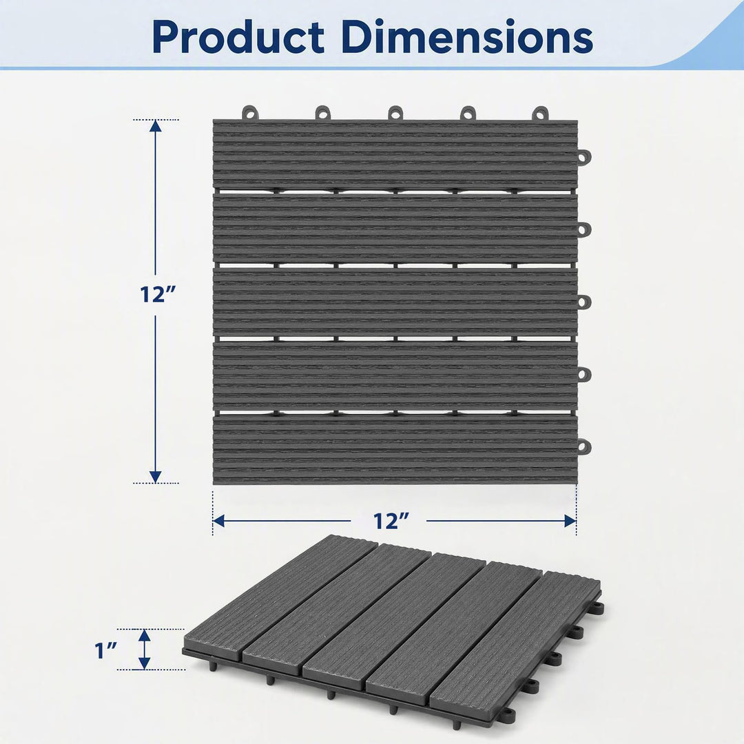 GIANTEX 36 PCS Waterproof Plastic Interlocking Deck Tiles