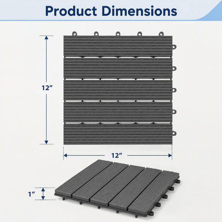 GIANTEX 36 PCS Waterproof Plastic Interlocking Deck Tiles