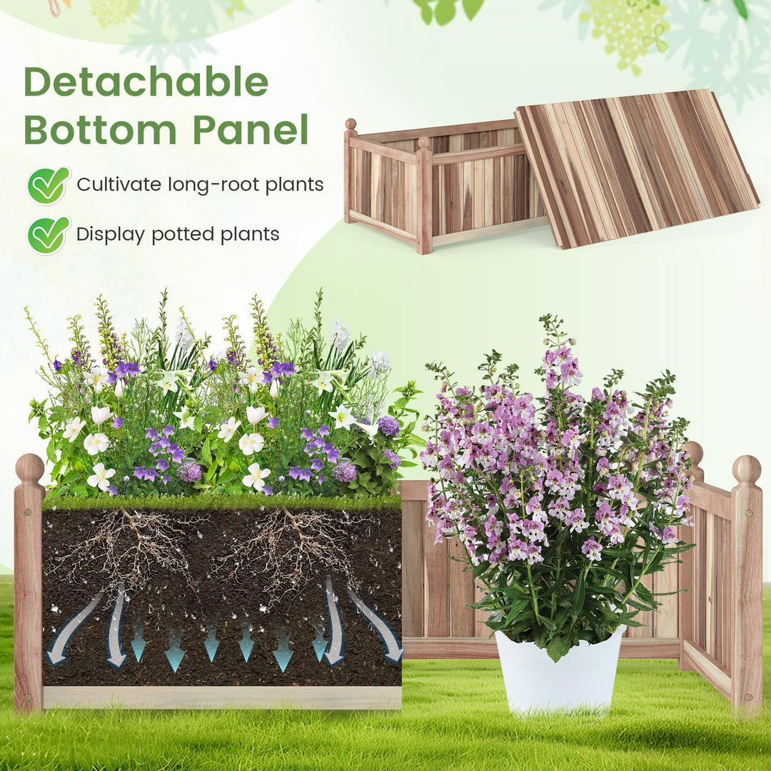 Giantex Wooden Raised Garden Bed Natural Acacia Wood Rectangular Planter Box with Liner