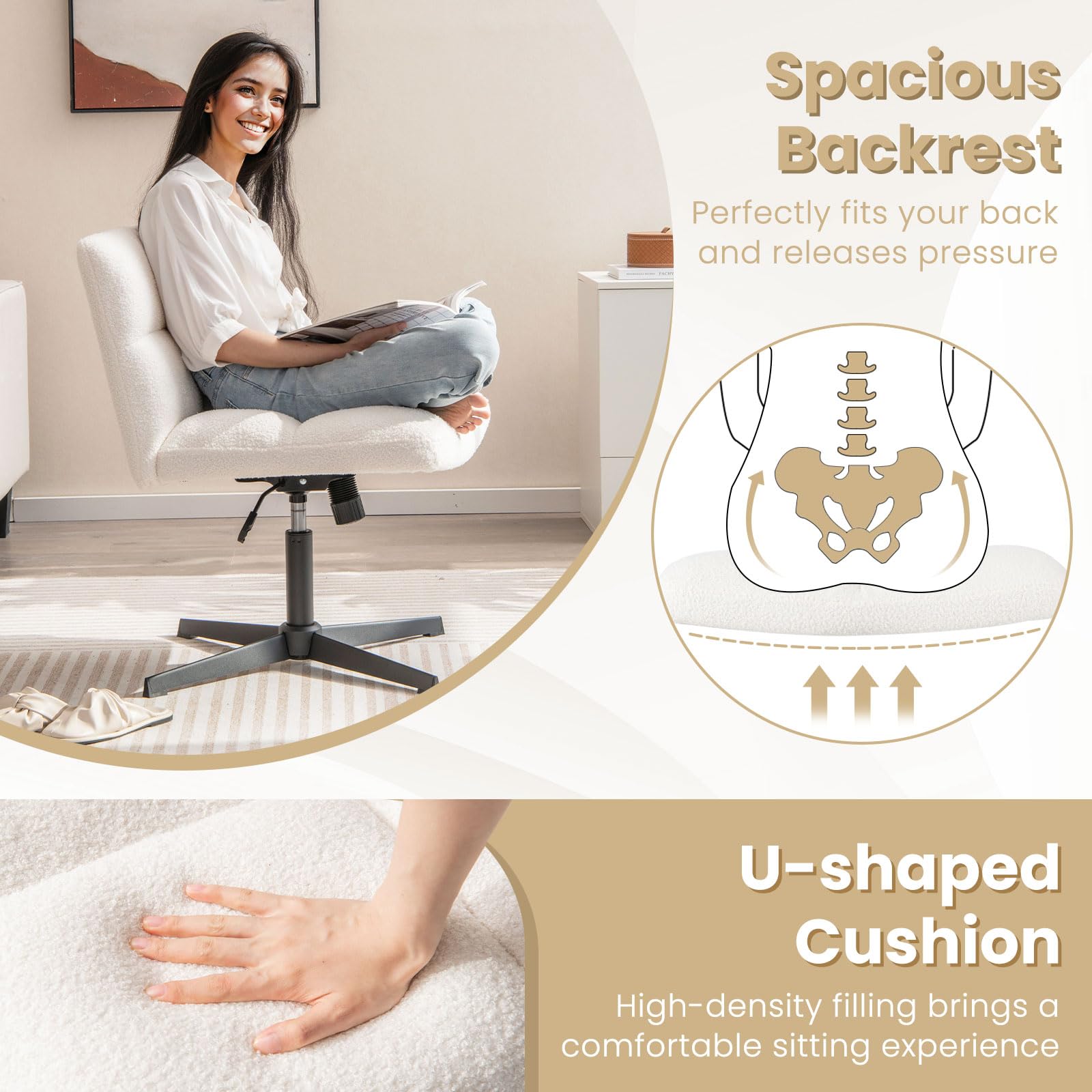 Cross Legged Office Chair - Giantex