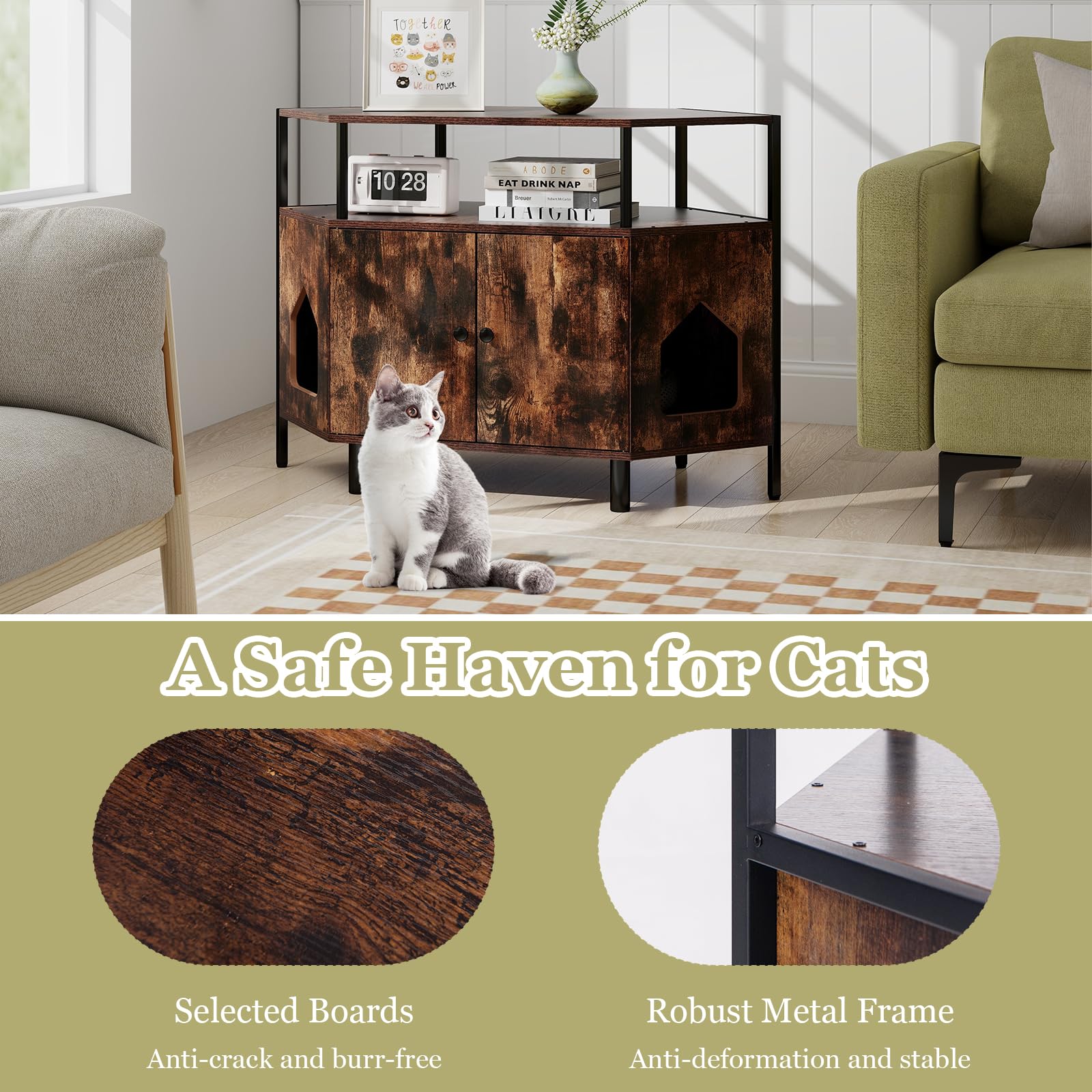 Giantex Corner Cat Litter Box Enclosure - Cat Washroom Hidden