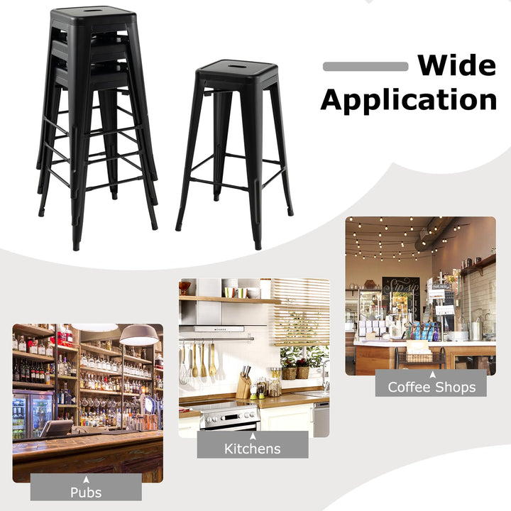Giantex Metal Backless Bar Stools Set of 4, 30" Bar Height Modern Industrial Barstools w/Cut-out Handle