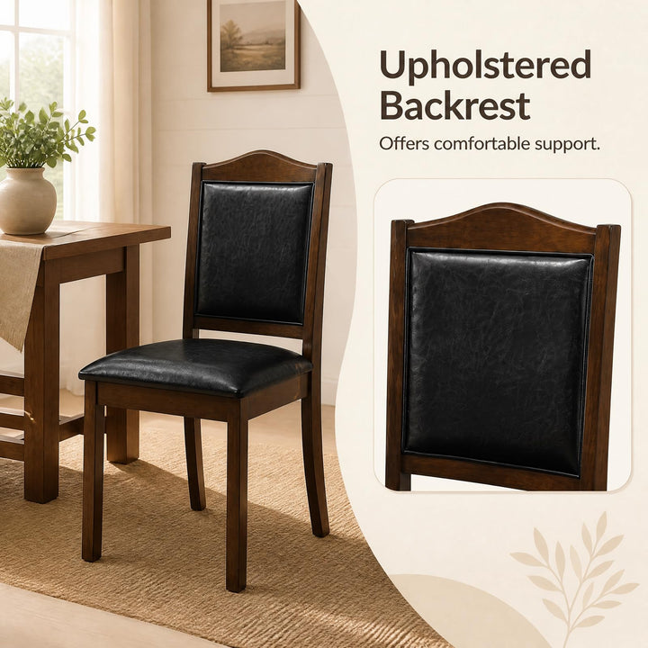 GIANTEX Wooden Dining Chairs Set of 2/4 Faux Leather Padded Seat &amp; Back