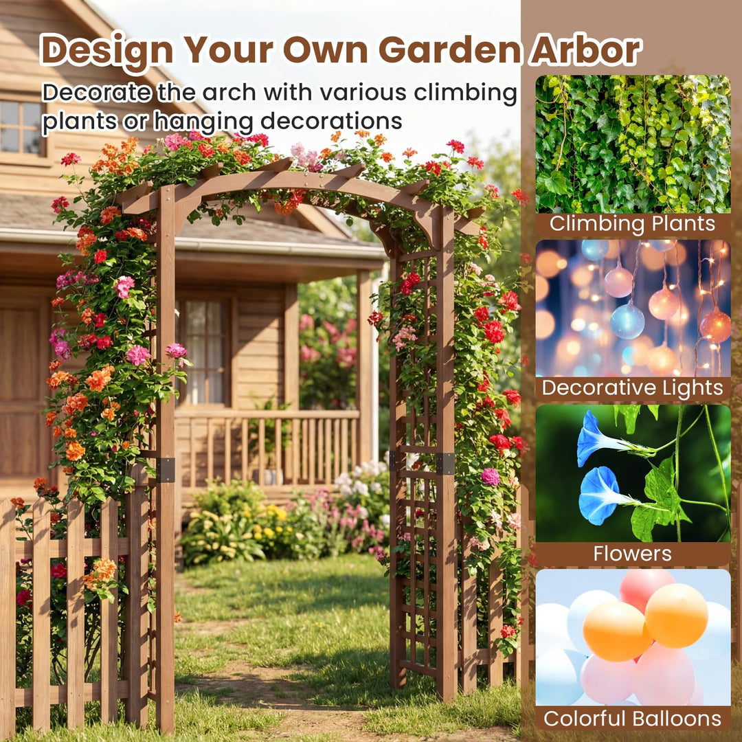 Giantex 7.5FT Wood Garden Arbor Trellis for Climbing Plants