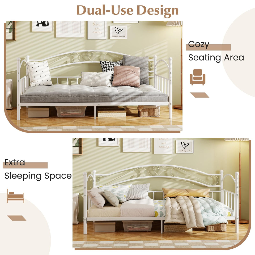 Giantex Modern Sofa Day Bed with Stylish Headboard & 12 Metal Slats Support