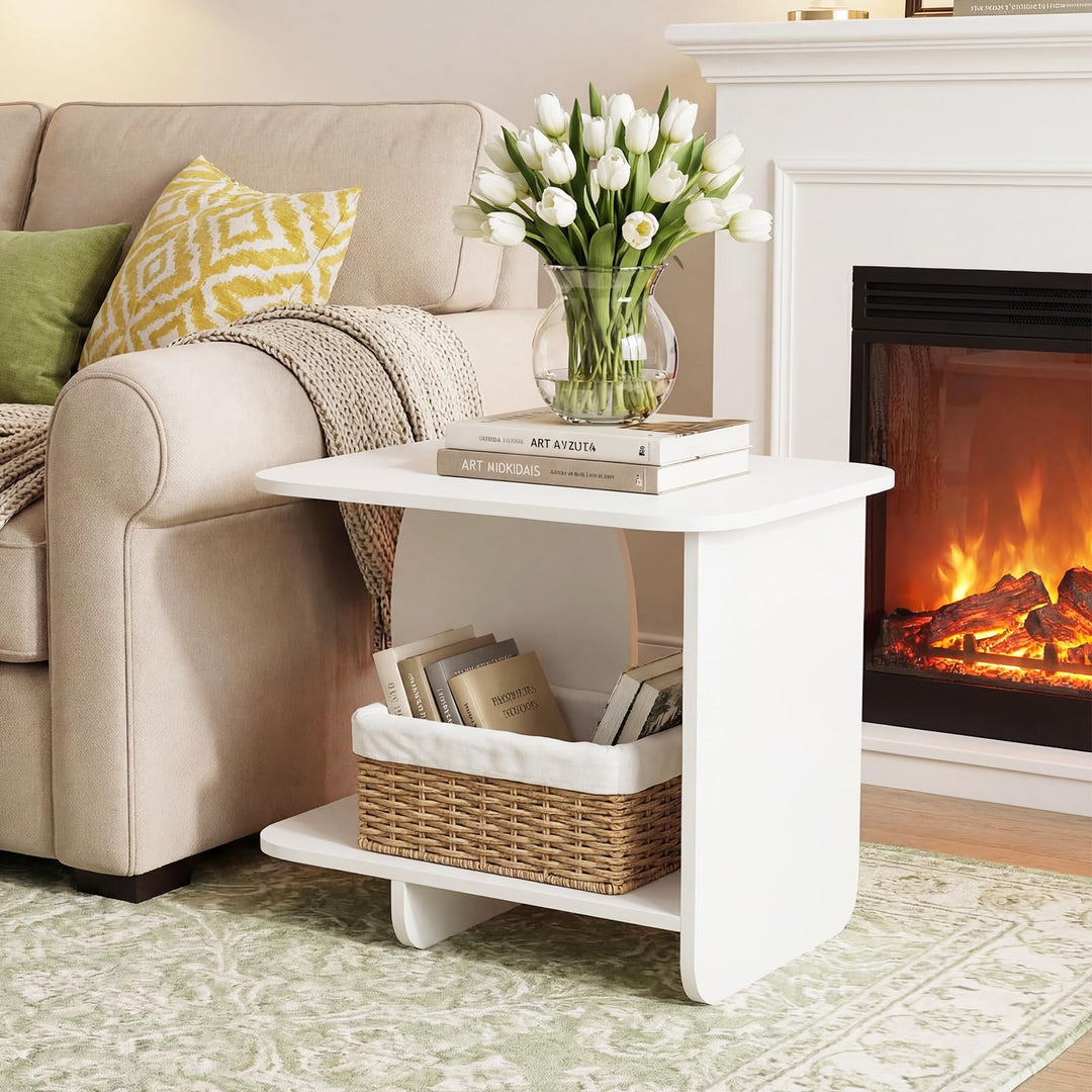 Giantex 2-Tier End Table with Open Storage Shelf