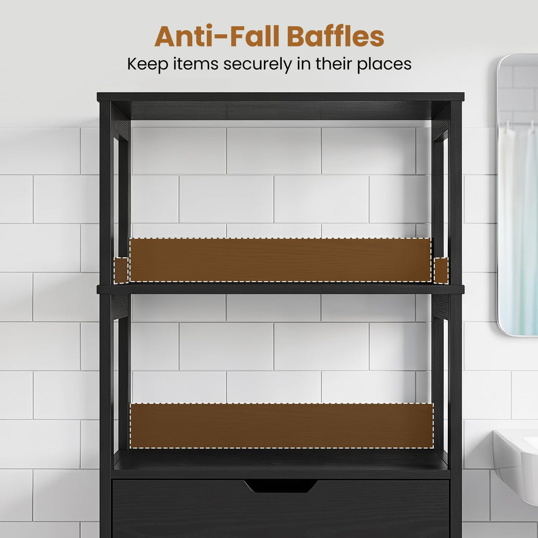 GIANTEX Bathroom Storage Cabinet with Open Shelves