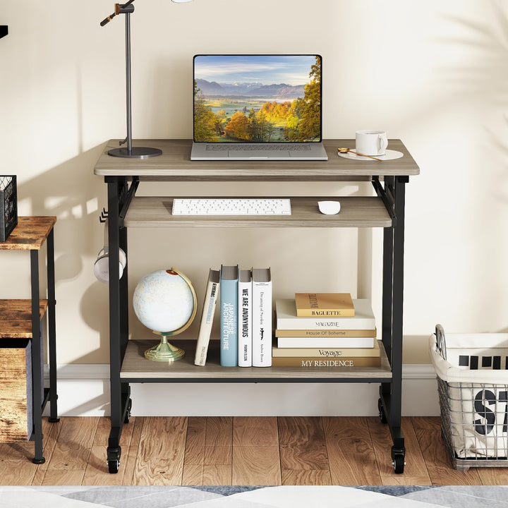 Giantex Rolling Laptop Table with Pull-out Keyboard Tray and Hooks