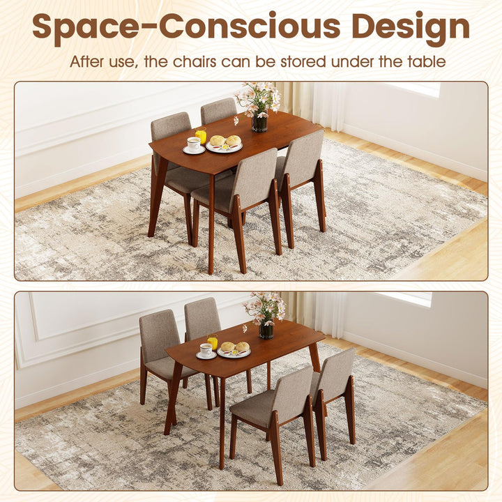 Giantex Rectangular Kitchen Table and Chairs Set w/Rubber Wood Frame