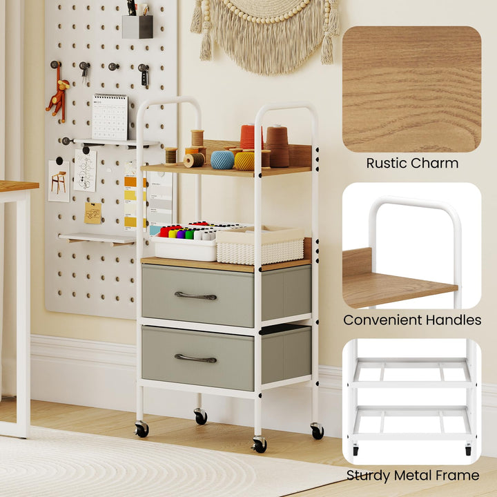 Giantex Utility Rolling Cart with Foldable Fabric Drawers