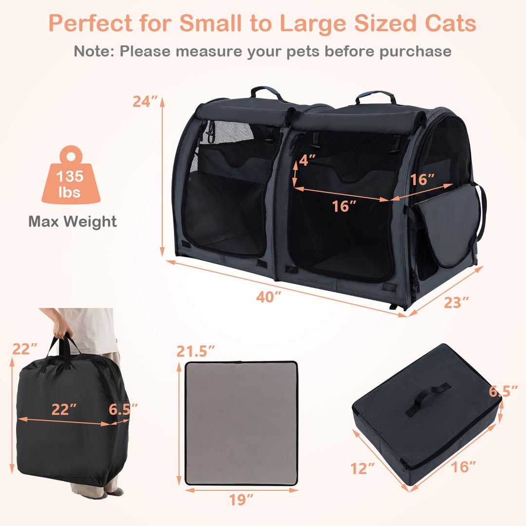 Giantex 40 Inch Cat Carrier with Double Compartments
