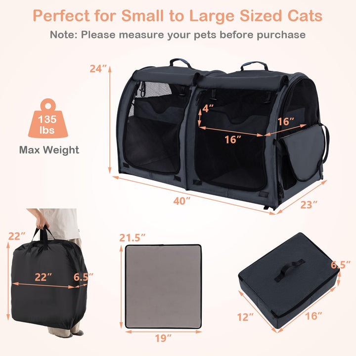 Giantex 40 Inch Cat Carrier with Double Compartments
