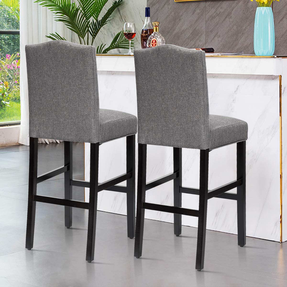 Counter Height Dining Side Barstools, w/ Thick Cushion