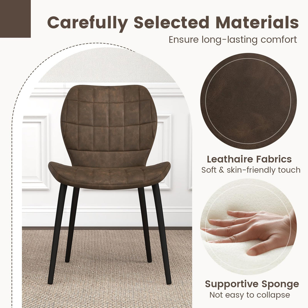 Giantex Upholstered Dining Chairs, Mid Century Retro Kitchen Chairs w/Padded Back & Seat