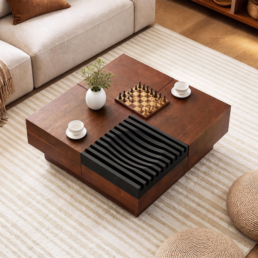 GIANTEX 32" Square Coffee Table with Storage for Living Room