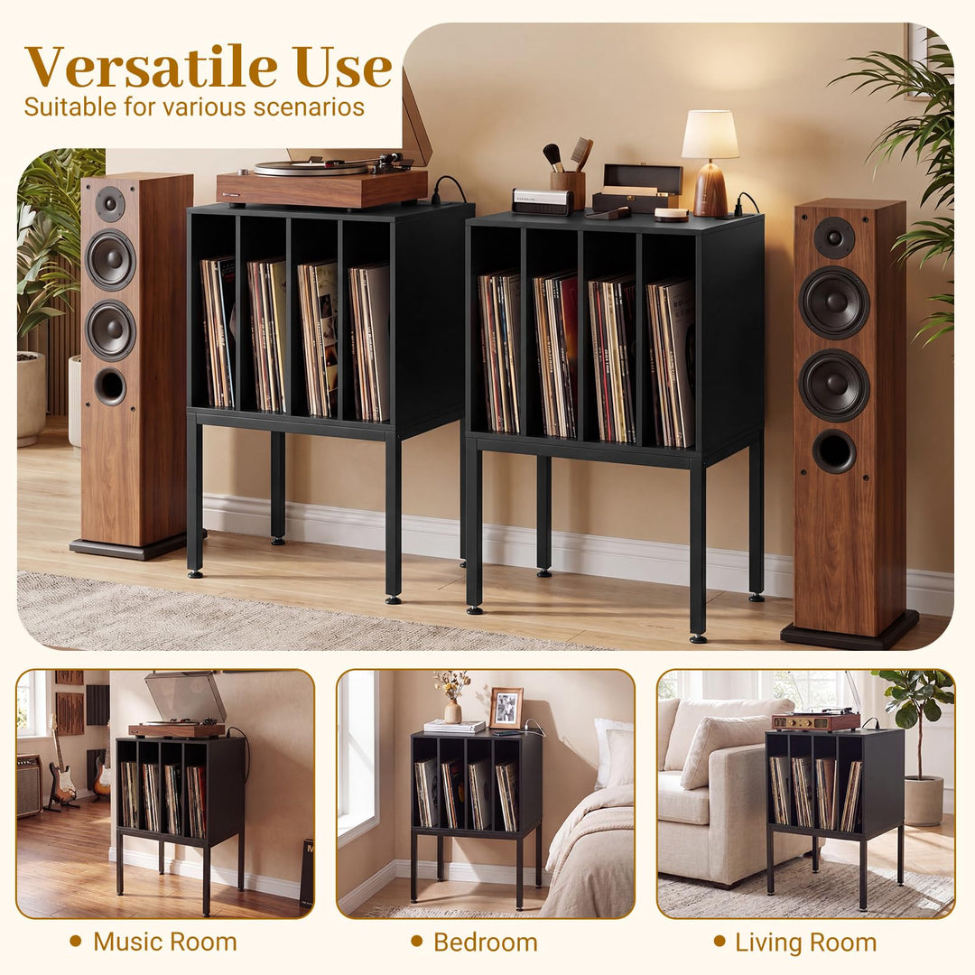 Giantex Record Player Stand with 4 Cabinet Up to 150 Albums