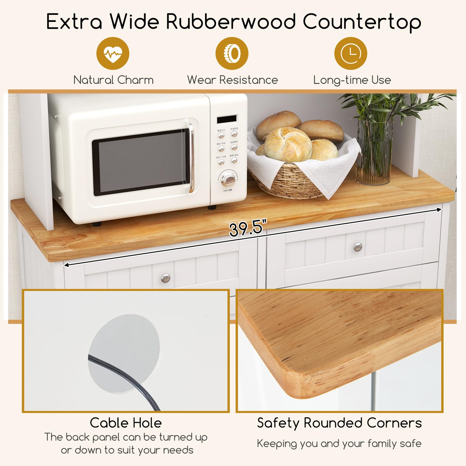 Giantex 68” Tall Kitchen Pantry, Buffet Hutch w/Tilt Out Trash Can Storage Cabinet, 2 Drawer, Shelves