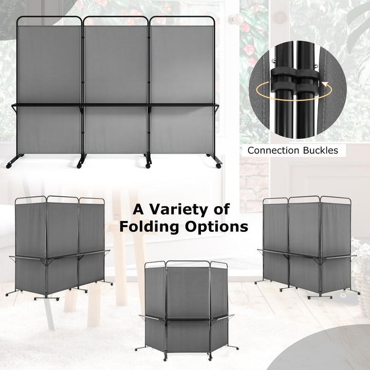 Giantex 3 Panel Room Divider with Wheels and Shelves  for Home Office Studio