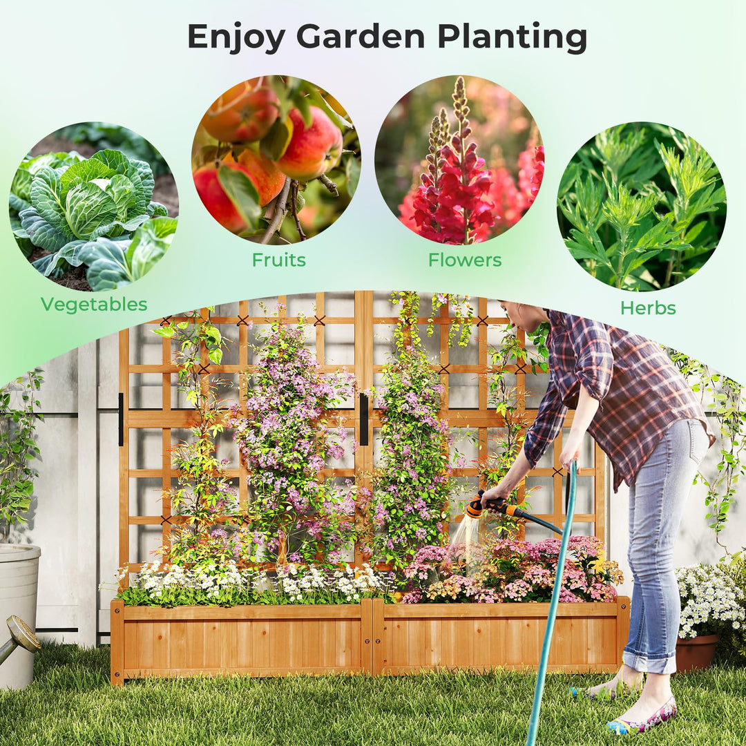 Giantex Large Raised Garden Bed with Trellis and Roof