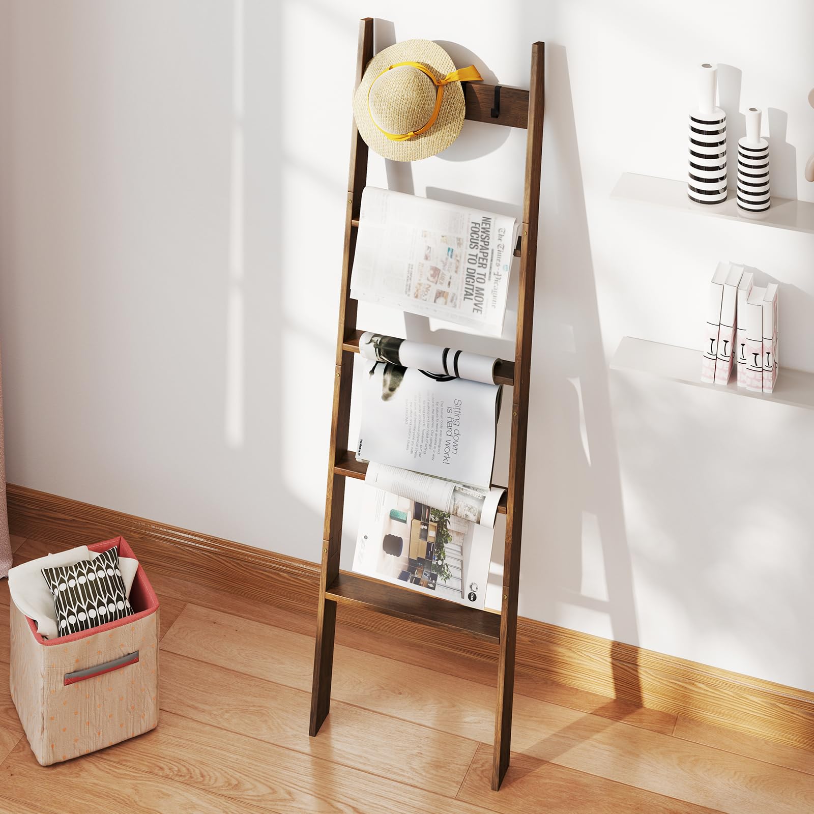 Giantex Bamboo Blanket Ladder