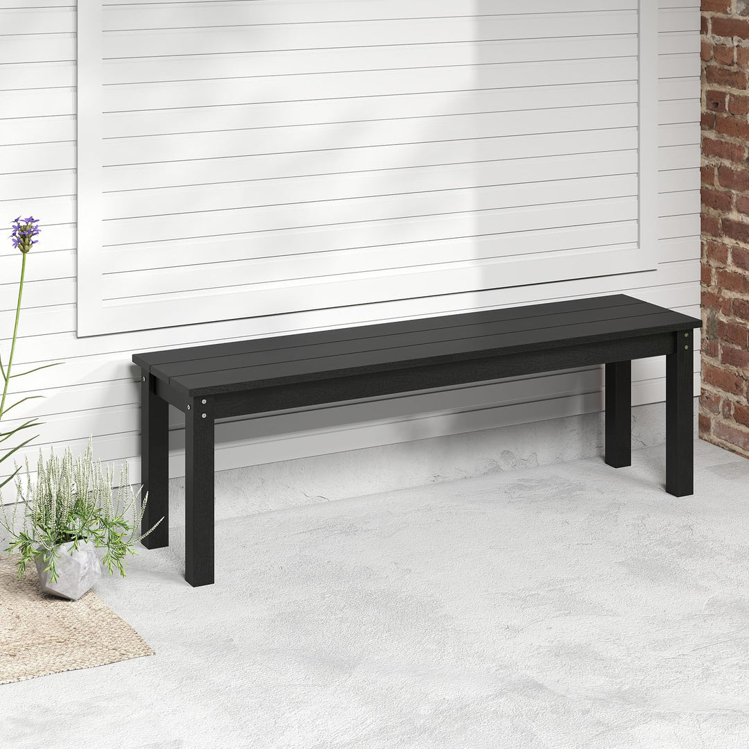 Giantex 55" HDPE Outdoor Bench 2-3 People Weatherproof Backless Patio Garden Bench