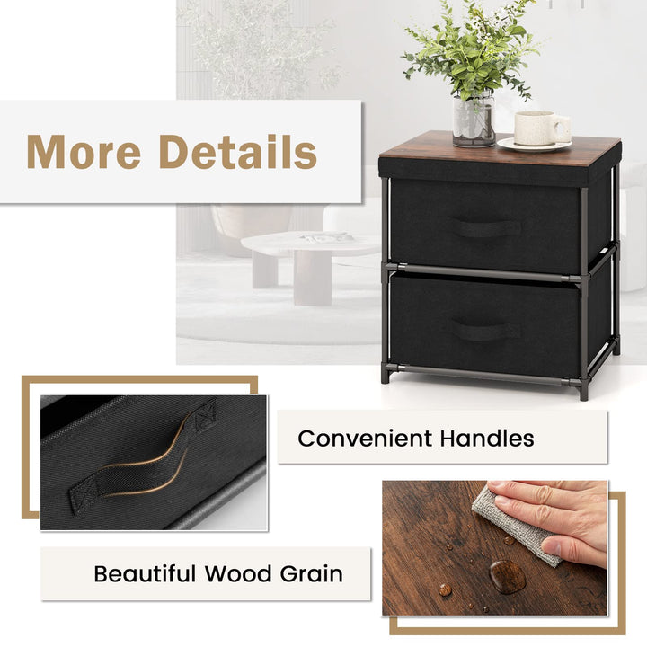 Giantex Nightstand Set of 2 with 2 Fabric Drawers